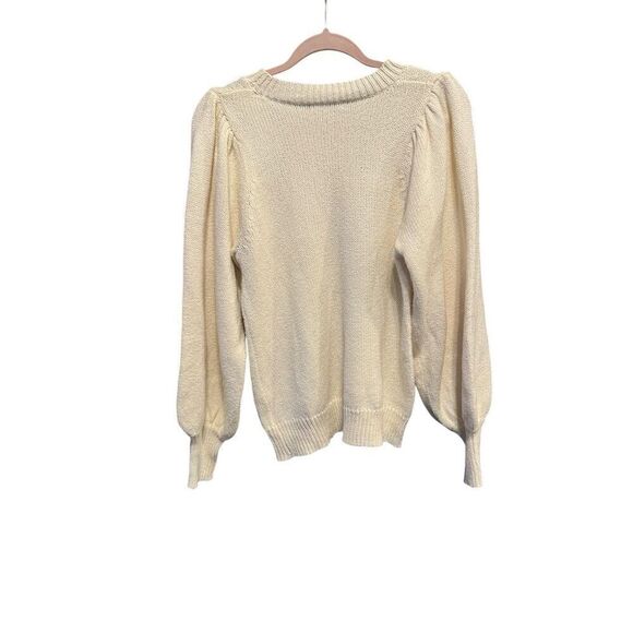 525 America Women's Ivory Puff Sleeve Pullover Sweater Size M - Picture 2 of 10